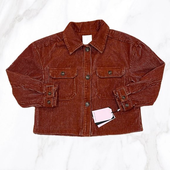 NWT Avec Les Filles Women's Rust Relaxed Corduroy  Shacket, Size M - Picture 2 of 6
